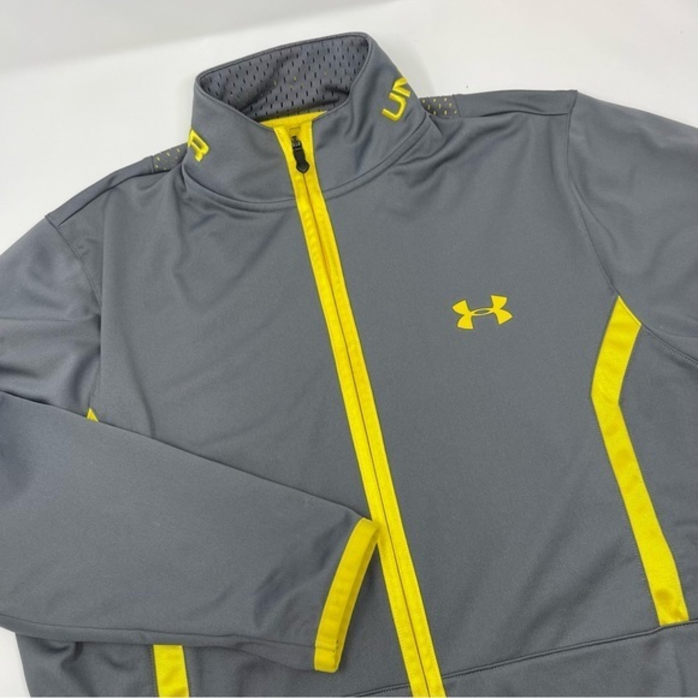 Under Armour Loose Coldgear Grey/Yellow Full Front‎ Zip Vented Back Women Small
